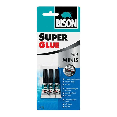 BISON Liquid Minis Super Glue, 1g x 3Pcs