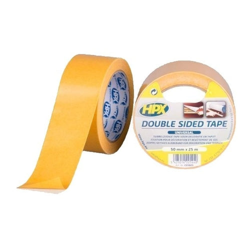 HPX Double Sided Tape, White, 25m x 50mm