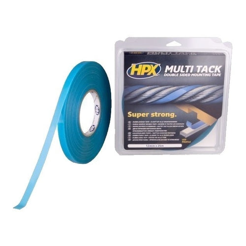 HPX Multi Tack Double Sided Mountaing Tape, LED Profile, Semi-Transparent, 5m x 12mm