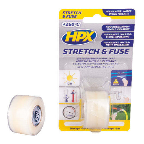 HPX Stretch & Fuse Sealing Tape, Transparent, 1.8m x 25mm