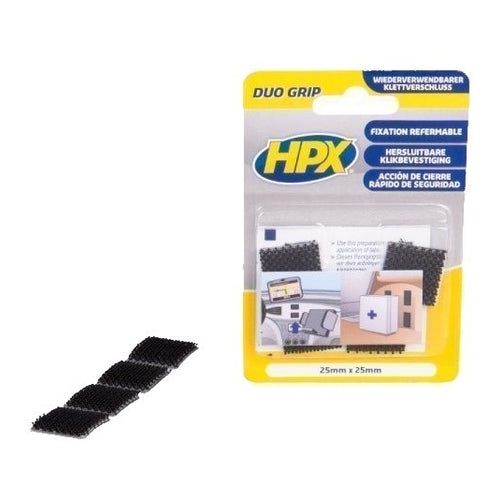 HPX Duo Grip Pads, Black, 25x25mm, 20Pcs