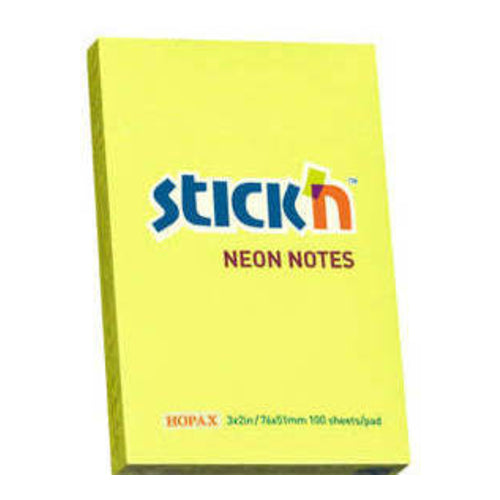 Hopax Stick'n Notes, Yellow, 3" x 2", 100 Sheets