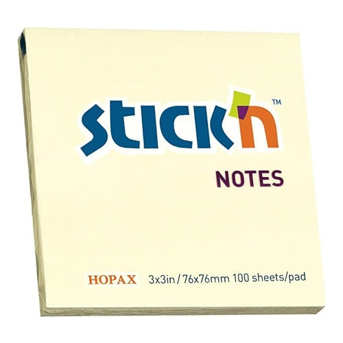 Hopax Stick'n Notes, Yellow, 3" x 3", 100 Sheets
