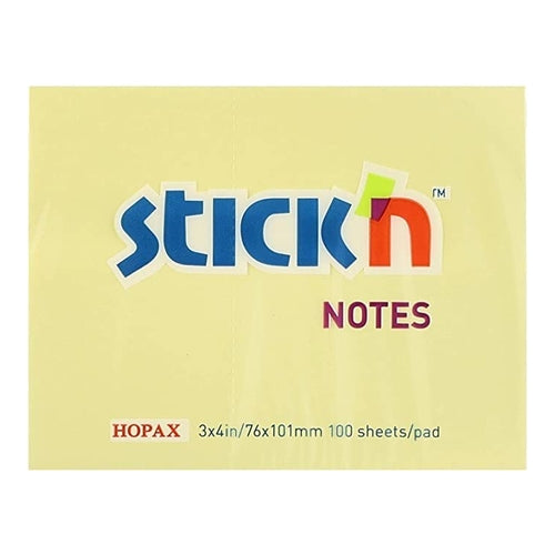Hopax Stick'n Notes, Yellow, 3" x 4", 100 Sheets