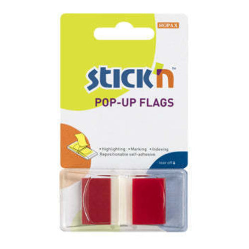Hopax Stick'n Pop-Up Flags, Red, 45 x 25 mm, 50 Sheets
