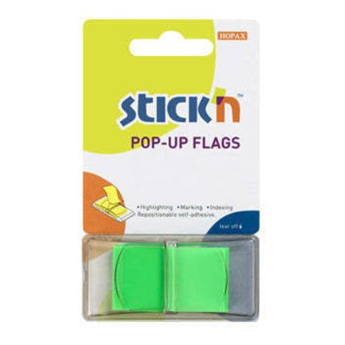 Hopax Stick'n Pop-Up Flags, Neon Green, 45 x 25 mm, 50 Sheets