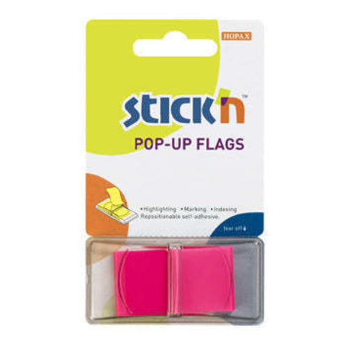 Hopax Stick'n Pop-Up Flags, Neon Pink, 45 x 25 mm, 50 Sheets