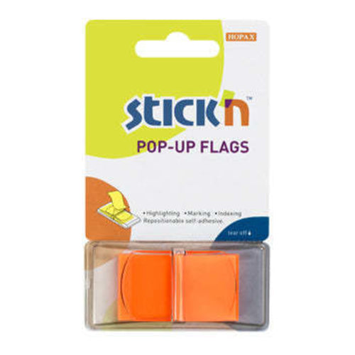 Hopax Stick'n Pop-Up Flags, Neon Orange, 45 x 25 mm, 50 Sheets
