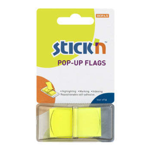 Hopax Stick'n Pop-Up Flags, Neon Yellow, 45 x 25 mm, 50 Sheets