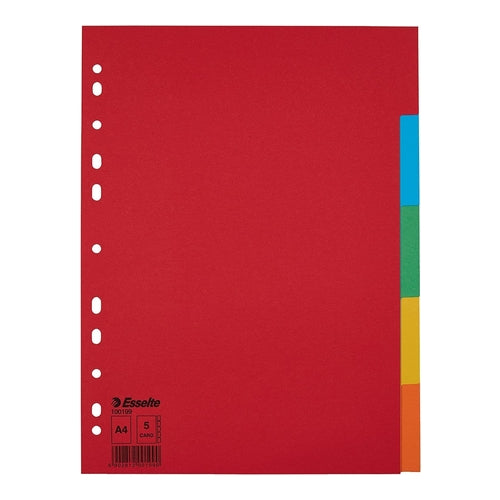 Esselte Card Dividers, 5 Colors