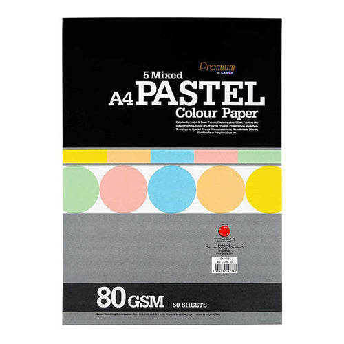 Campap Premium Notebook, 5 Pastel Colors, 50 Sheets