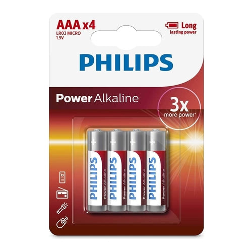 Philips LR03P4B/05 AAA Alkaline Battery, Pack of 4