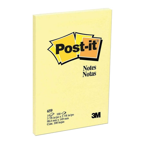 Post-it Notes 4"x6", Canacry Yellow, 100 Sheets