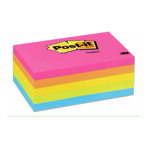 Post-it Notes 3"x5", Assorted Neon Colors, Pack of 5