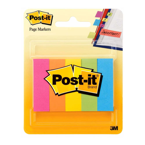 Post-it Page Markers, Assorted Colors, 12.7x44.4 mm, Pack of 5