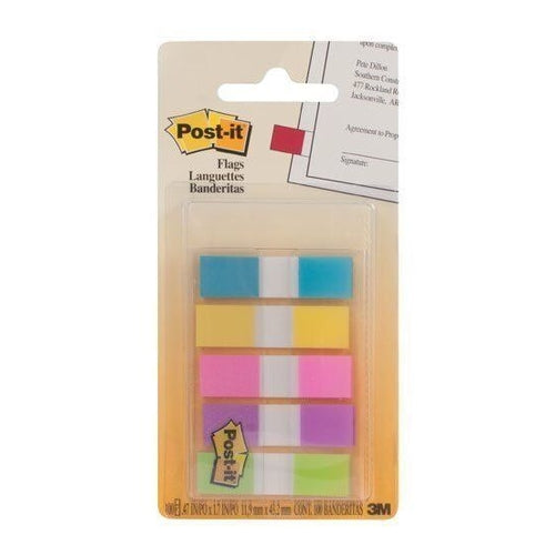 Post-it Plain Index Tabs, Assorted, 11.9x43.2mm, Pack of 100
