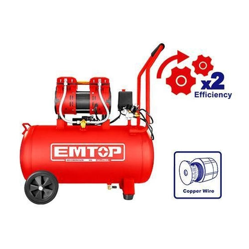 EMTOP Air Compressor, 1200W (1.6HP), 50L (13.2Gal), EACPS16502