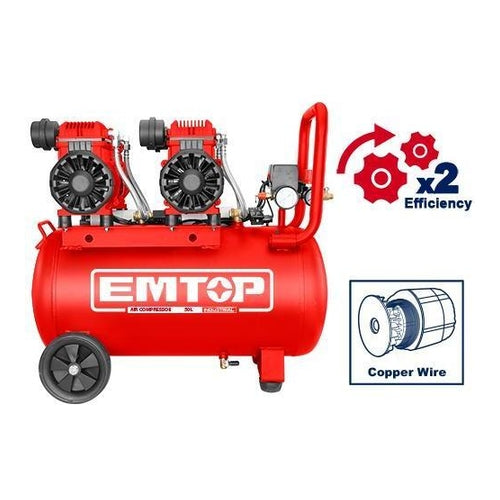 EMTOP Air Compressor, 2x1200W (3.2HP), 50L (13.2Gal), EACPS32502