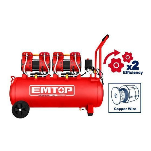 EMTOP Air Compressor, 2x1200W (3.2HP), 100L (26.4Gal), EACPS32102