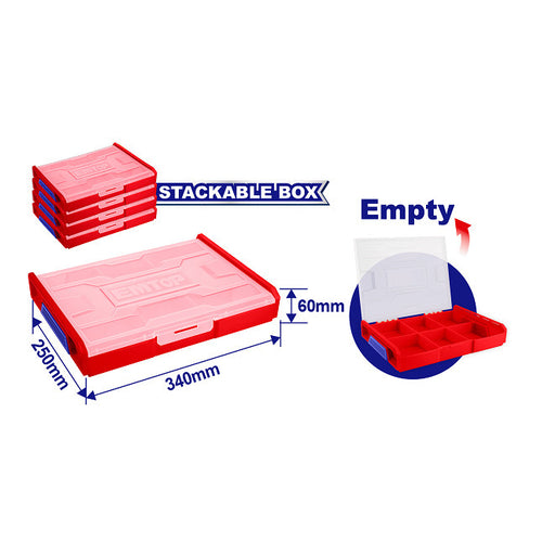 EMTOP Stackable Plastic Box, 340x250x60mm, EPTBV01