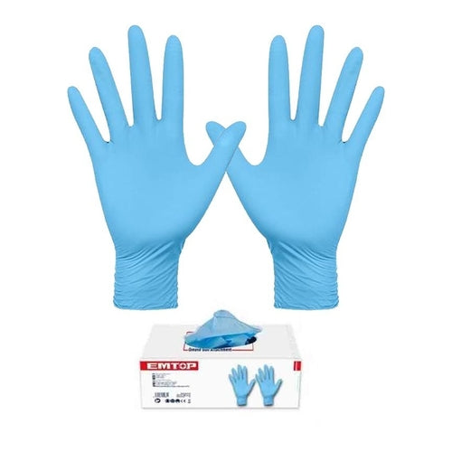 EMTOP Disposable Nitrile Gloves, L, 100Pcs, ENGV0201L