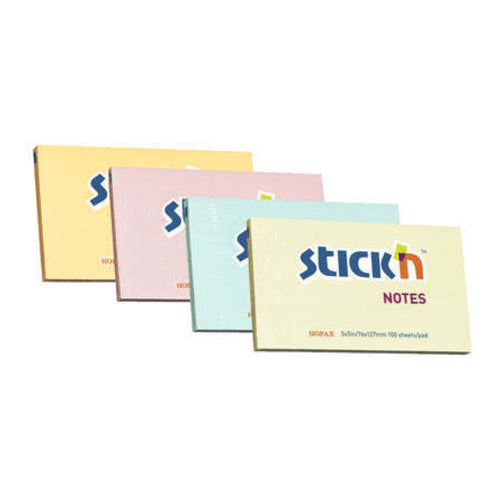 Hopax Stick'n Notes Pastel,  3"x 5", Pack of 4