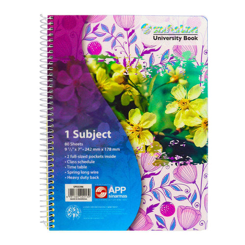 SinarLine Spiral NoteBook, 1 Section, 80 Sheets, 9.5"x7" (242 x 178mm)
