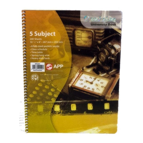 SinarLine Spiral NoteBook, 5 Sections, 200 Sheets, 10.5"x8" (276x 203mm)