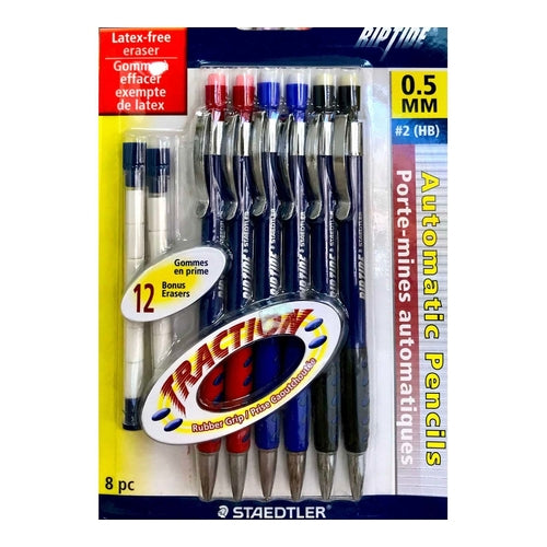 STAEDTLER Riptide 984  0.5mm Mechanical Pencil Set, 6 Pencils + 12 Eraser Refills