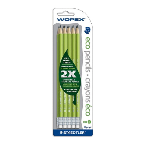STAEDTLER Wopex 182 Pencils with Eraser, Pack of 12