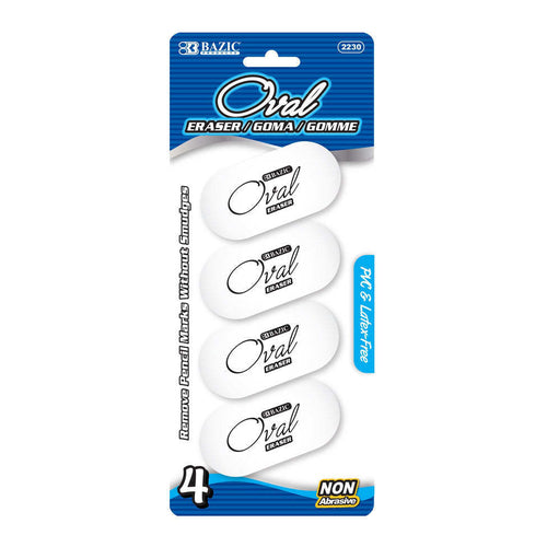 Bazic Oval Erasers, Pack of 4