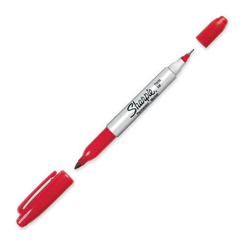 Sharpie Permanent Markers, Twin Tip (Fine + Ultra Fine), Red