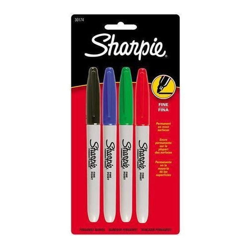 Sharpie Permanent Markers, Fine Point, Set of 4