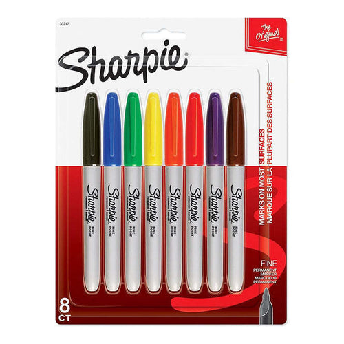 Sharpie Permanent Markers, Fine Point, Set of 8