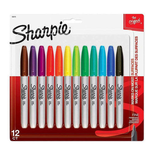 Sharpie Permanent Markers, Fine Point, Set of 12