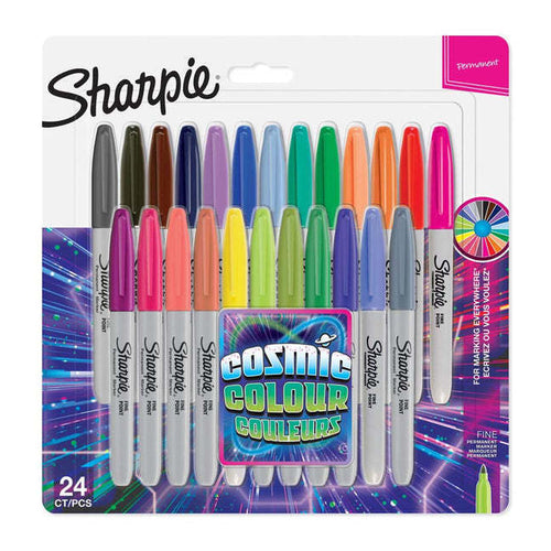 Sharpie Permanent Markers, Fine Point, Set of 24 Cosmic Colors
