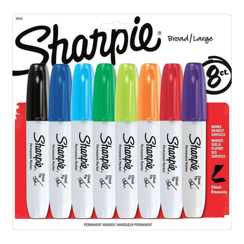 Sharpie Permanent Markers, Chisel Tip, Set of 8