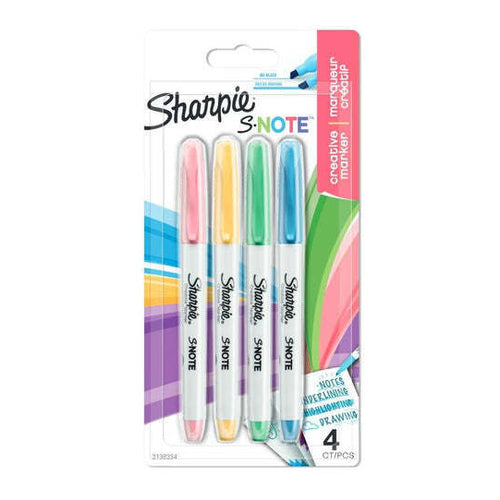 Sharpie S-Note Creative Markers, Chisel Tip, Set of 4