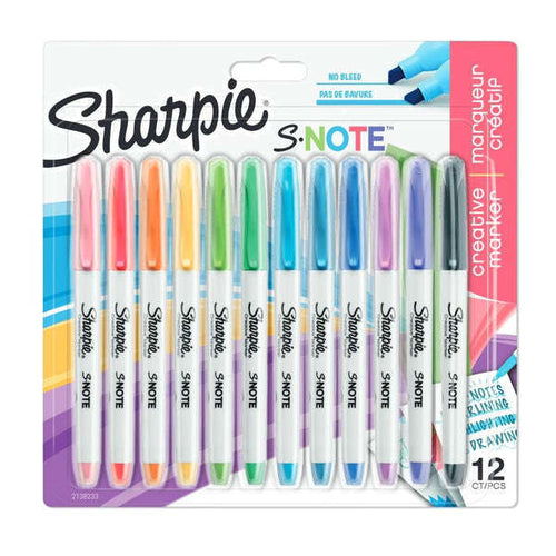 Sharpie S-Note Creative Markers, Chisel Tip, Set of 12
