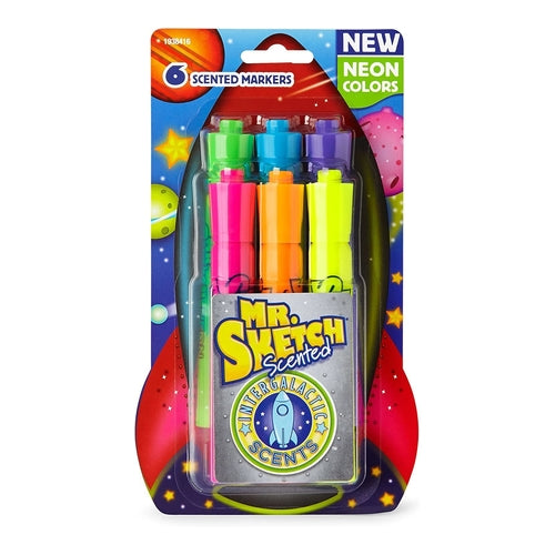 Mr. Sketch Washable Scented Markers, Chisel-Tip, Intergalactic Colors, Set of 6