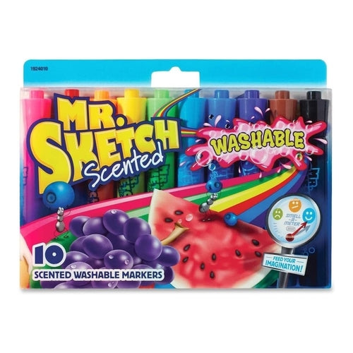 Mr. Sketch Washable Scented Markers, Chisel-Tip, Assorted Colors, Set of 10