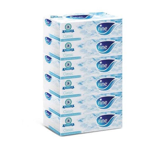 Fine Classic Sterilized Facial Tissues, 200 Sheets x 2Ply, Pack of 6