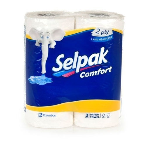 Seplak Comfort Kitchen Paper Towels, 90 Sheets x 2 Ply, Pack of 2 Rolls