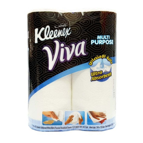 Kleenex Viva Kitchen Paper Towels, 56 Sheets x 2Ply, Pack of 2 Rolls
