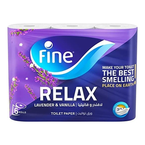 Fine Relax Toilet Papers, Lavender & Vanilla, 3Ply, Pack of 6 Rolls