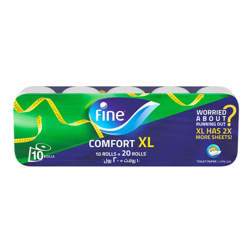 Fine Comfort XL Toilet Papers, 2Ply, Pack of 10 Rolls
