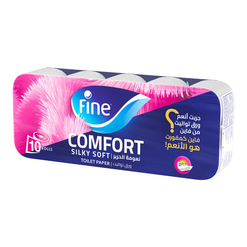 Fine Comfort Silky Soft Toilet Papers, 2Ply, Pack of 10 Rolls