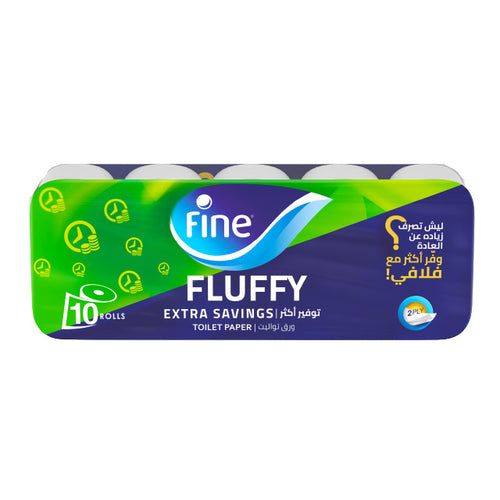 Fine Fluffy Extra Saving Toilet Papers, 2Ply, Pack of 10 Rolls
