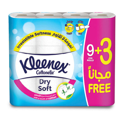 Kleenex Dry Soft Toilet Papers, 2Ply, Pack of 12 Rolls