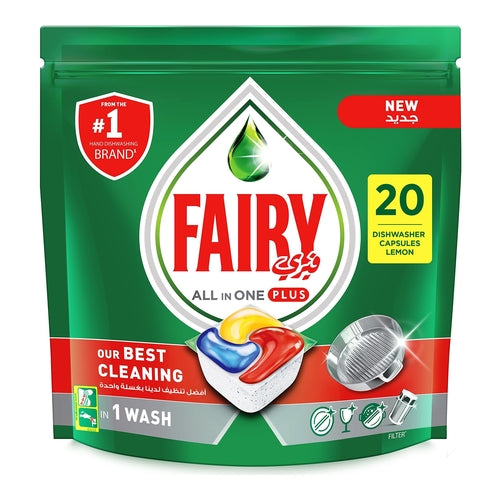 FAIRY All in One Dishwasher Tablets, Lemon Scent, 20 Capsules